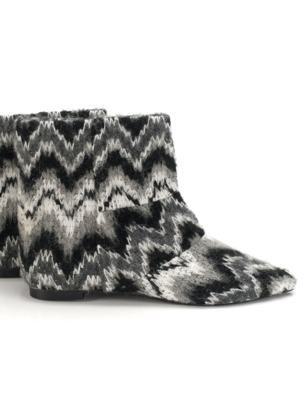 New Zigzag Patterned Wool Blend Knit Flat Cozy Ankle Boots NYC Designer Handmade